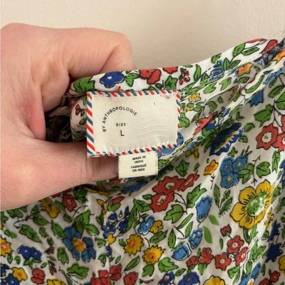 Anthropologie Multicolor Floral Midi Dress|Adjustable Straps|Flowy|Size L - Picture 7 of 8
